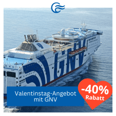 40% Valentinsrabatt auf GNV-Fähren: Sardinien, Sizilien, Marokko, Tunesien und Albanien 40% Valentinsrabatt auf GNV-Fähren