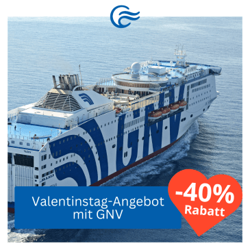 40% Valentinsrabatt auf GNV-Fähren: Sardinien, Sizilien, Marokko, Tunesien und Albanien 40% Valentinsrabatt auf GNV-Fähren