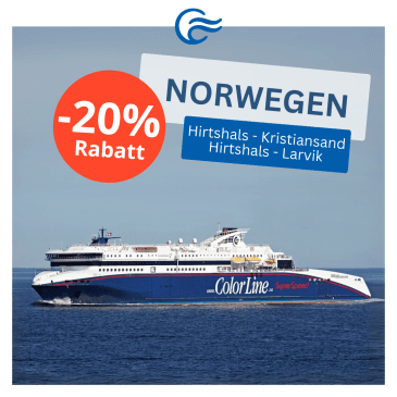 Fährfahrt nach Norwegen: 20% Rabatt